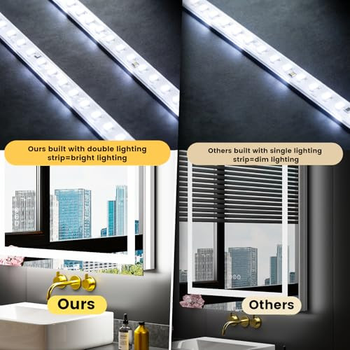 LOAAO 40"X32" LED Bathroom Mirror with Lights UL Listed - Black New
