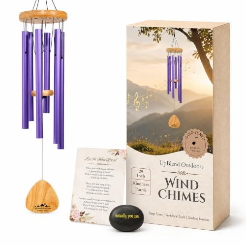 UpBlend 29" Purple Aluminum Wind Chimes for Outside, Soprano, D Major New