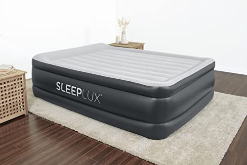 SLEEPLUX DURABLE INFLATABLE AIR MATTRESS BUILT-IN PUMP PILLOW USB 22"T QUEEN New