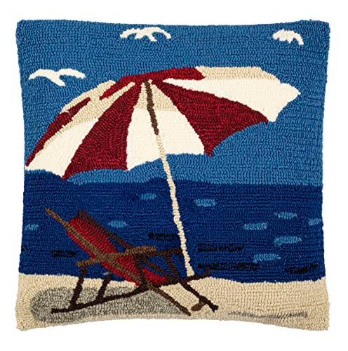 SAFAVIEH BEACH LOUNGE 20" X 20" OUTDOOR PILLOW, SET OF 2, PPL110A, MARINE/RED