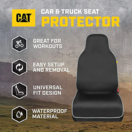 CAT WATERPROOF CAR SEAT COVERS 2 PACK GRAY TRIM CARS TRUCKS SUV - BLACK/GRAY