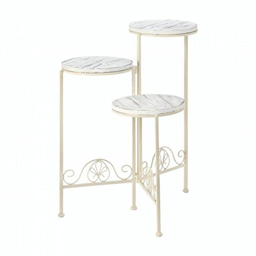 Distressed White Triple Planter Stand New