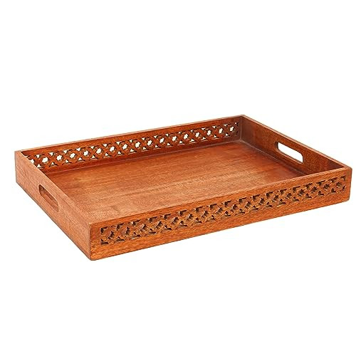 Mela Artisans Trellis Mango Wood Serving Tray - Medium Polish, 20x14 New