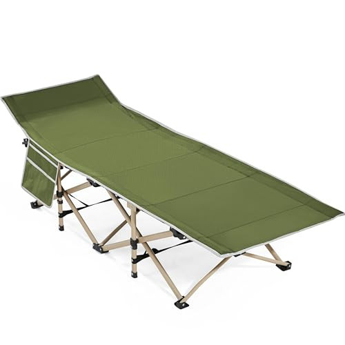 Yaheetech Folding Camping Cot Portable 600D Oxford with Carry Bag - Army Green New
