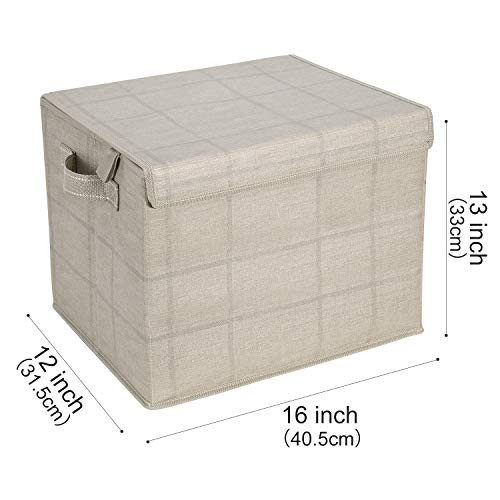 VENO 2 Pack Large Foldable Storage Bin with Lid (Cream/Windowpane) - New New