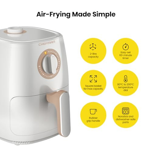 Chefman TurboFry 2-Quart Air Fryer, Dishwasher Safe Basket & Tray - White New