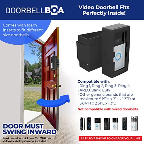 DoorbellBoa Anti-Theft Video Doorbell Door Mount No Tools or Installation Black