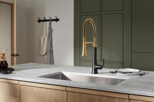 KOHLER 23765-BMB TONE SEMI PROFESSIONAL KITCHEN FAUCET - MATTE BLACK/BRASS