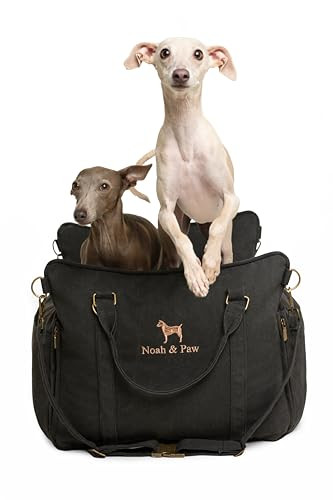 NOAH & PAW DOG CAR SEAT BOOSTER FOR SMALL DOGS & CATS UNDER 25LB, CANVAS - GRAY