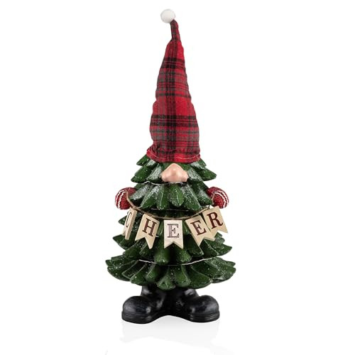 Alpine Corporation 28" Tall Christmas Tree Gnome Holiday Decoration - B09CRVJ4BJ New