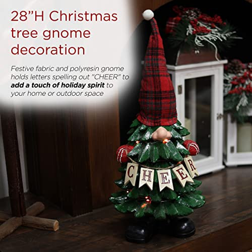 Alpine Corporation 28" Tall Christmas Tree Gnome Holiday Decoration - B09CRVJ4BJ New