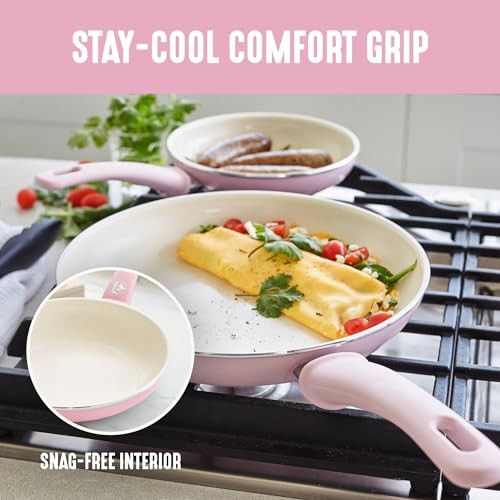 GreenLife 8 Piece Nonstick Cookware Set, Ceramic Pots & Pans, Light Pink New