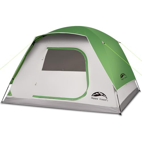 Happy Travel Camping Tent 4/6 Person Dome Tents for Camping Rainfly - Green New