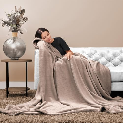 NORTHWEST Ashford Home Cozy Warmwell Blanket - Moonlight Taupe - Queen Size New