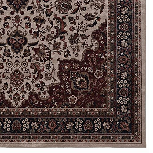Linon Emerald Barton Cream & Rust Area Rug 6.7 X 9.7 Ft Traditional Decor New