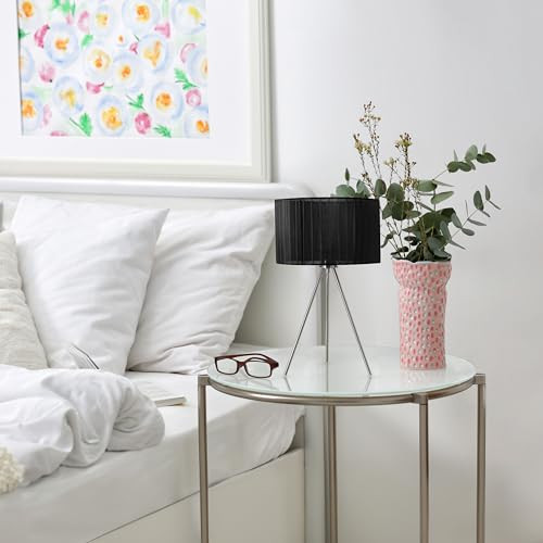 Simple Designs 19.69" Modern Brushed Nickel Tripodal Table Lamp - Black Shade New