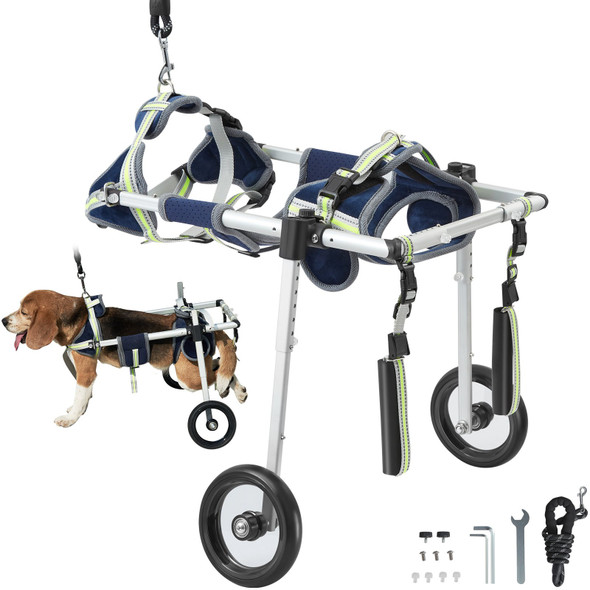 VEVOR 2 WHEELS DOG WHEELCHAIR FOR BACK LEGS - SIZE SMALL - NAVY/LIME
