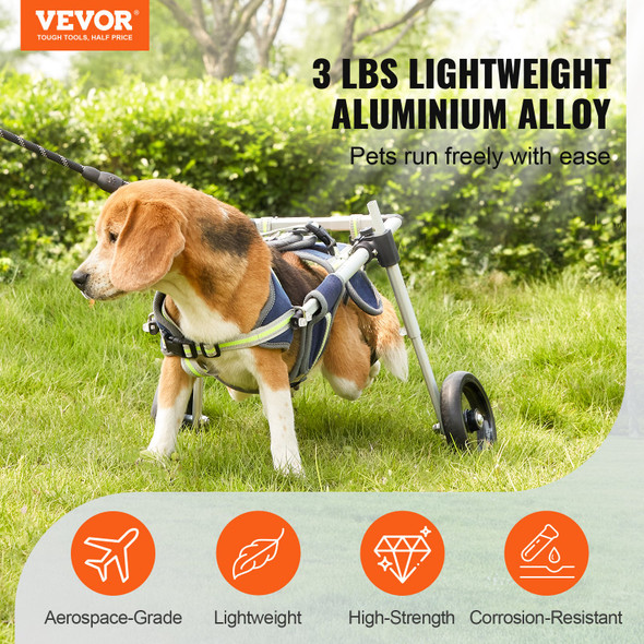 VEVOR 2 WHEELS DOG WHEELCHAIR FOR BACK LEGS - SIZE SMALL - NAVY/LIME