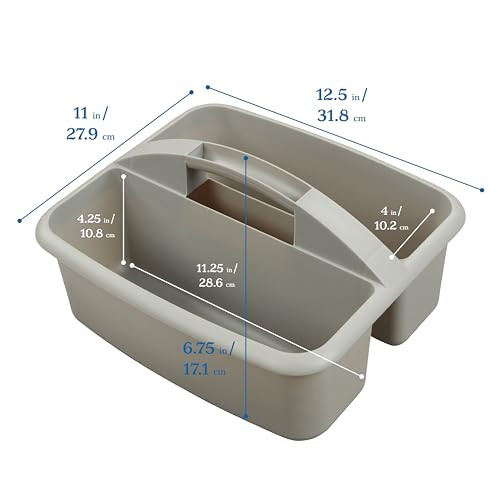ECR4Kids 2-Compartment Large Storage Caddy Organizer 6-Pack Grey New