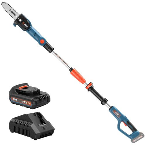 SENIX 20V CORDLESS POLE SAW, 8-INCH ARTICULATING HEAD, TELESCOPE - TEAL/BLACK