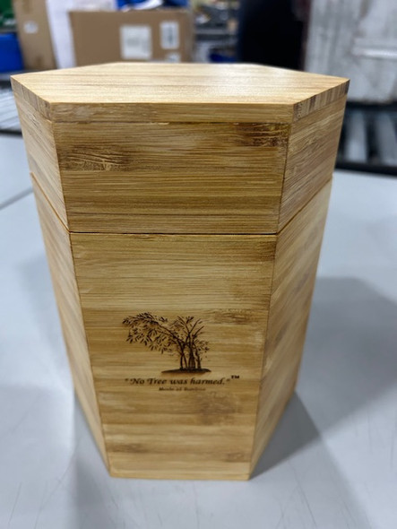 NO TREE WAS HARMED MADE OF BAMBOO OCTAGON WOODEN CONTAINER - NATURAL BAMBOO