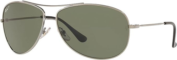 Ray-Ban RB3293 Metal Aviator 63mm Polarized Sunglasses Gunmetal/Polarized Green