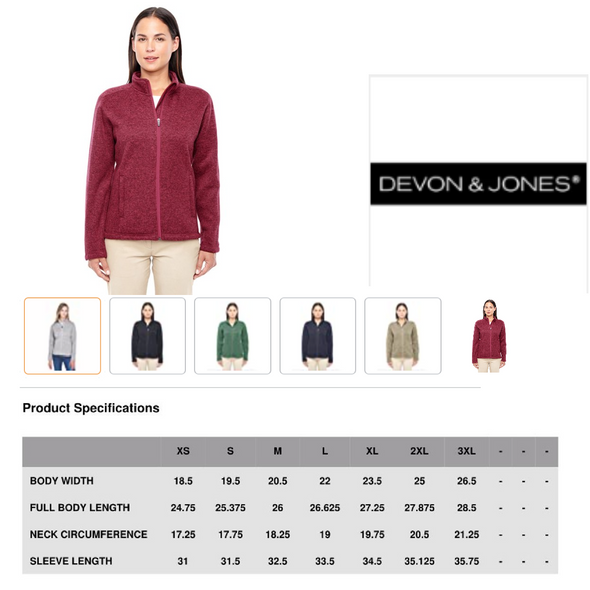 DG793W Devon & Jones Ladies Bristol Full-Zip Fleece Jacket New