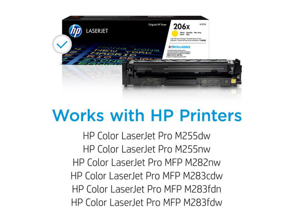 HP 206X High Yield Yellow Original LaserJet Toner Cartridge, ~2,450 pages, HP 206X High Yield Yellow Original LaserJet Toner Cartridge, ~2,450 pages,