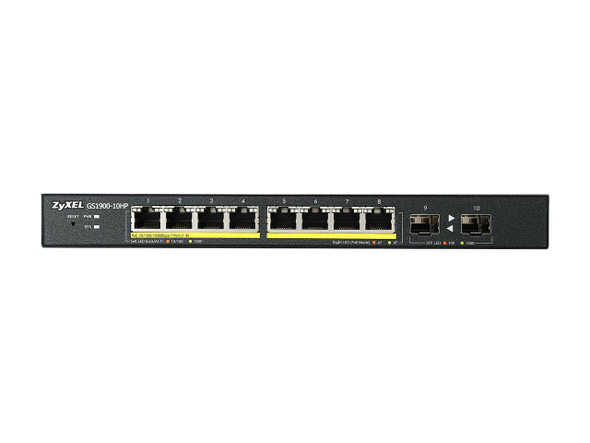 ZyXEL 8-Port Gigabit Smart Managed PoE Switch, 8 PoE+ Ports at 77W with 2 SFP ZyXEL 8-Port Gigabit Smart Managed PoE Switch, 8 PoE+ Ports at 77W with 2 SFP