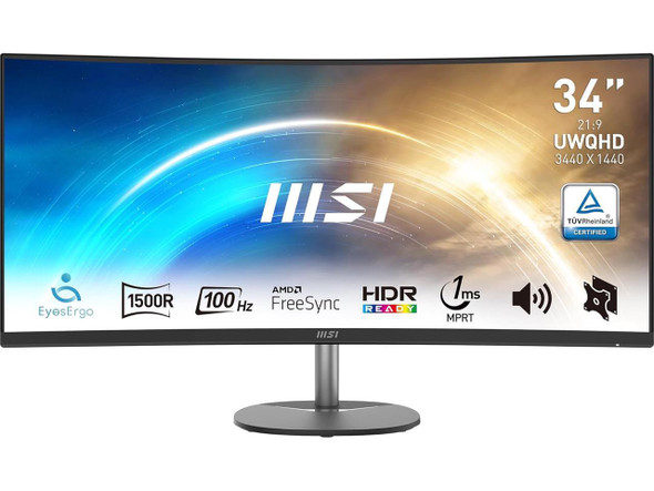 MSI 34 inch Ultrawide QHD 2K 1440P 100Hz 1ms Anti-Flicker & Low Blue Light 1500R