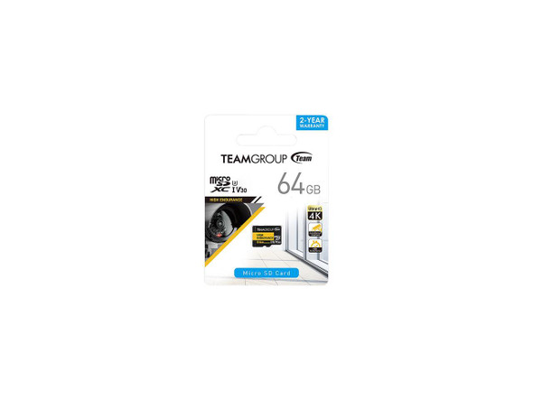 TEAMGROUP HIGH ENDURANCE 64GB Micro SDXC UHS-I U3 V30 4K 100MB/s (Designed