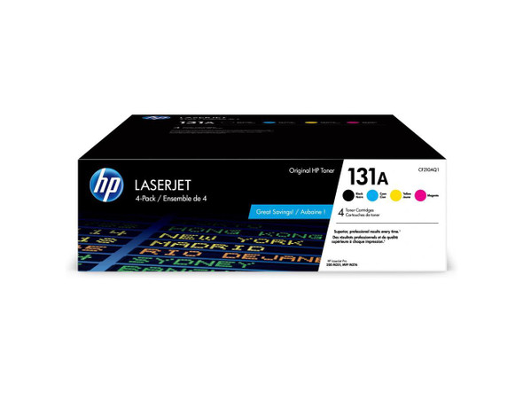 HP 131A 4-pack Black/Cyan/Magenta/Yellow Original LaserJet Toner Cartridges,