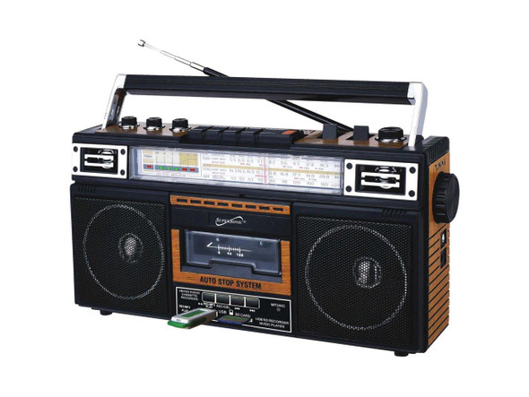 SUPERSONIC INC SC-3201BT WD 4 BAND RADIO & CASSETTE PLAYER + CASSETTE TO MP3