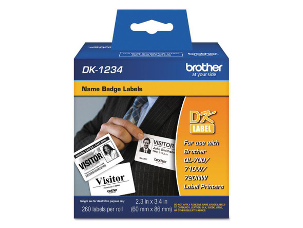 Brother DK1234 Brother Name Badge Label - 2.36" Width x 3.39" Length - Rectangle