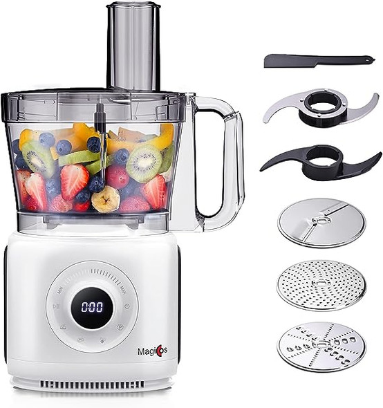 MAGICCOS 7-in-1 Large Digital Food Processors 14Cup 1000W FP416A - Pearl White