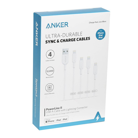 Anker PowerLine II USB-A to Light-ning Ultra Durable Cable 4-pack - White