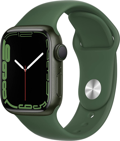 APPLE WATCH 7 GPS 41MM GREEN ALUMINUM CASE CLOVER SPORTS BAND MKN03LL/A