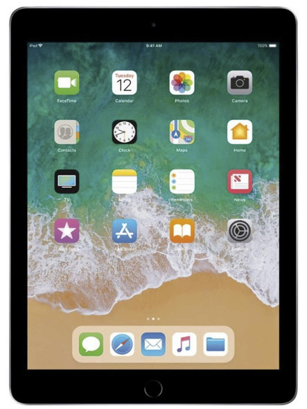 For Parts: APPLE IPAD 6TH GEN 9.7" 32GB WIFI + CELLULAR PACE GRAY CRACKED SCREEN/LCD