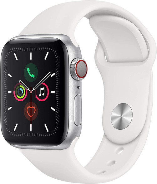 Apple Watch 5 GPS Cellular 40mm Aluminum Case with White Sport Band