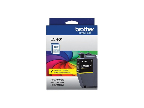 Brother LC401 Yellow Standard Yield Ink Cartridge Prints Up to 200 Pages Brother LC401 Yellow Standard Yield Ink Cartridge Prints Up to 200 Pages