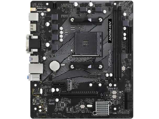 ASRock A520M-HDV AM4 AMD A520 Micro ATX AMD Motherboard