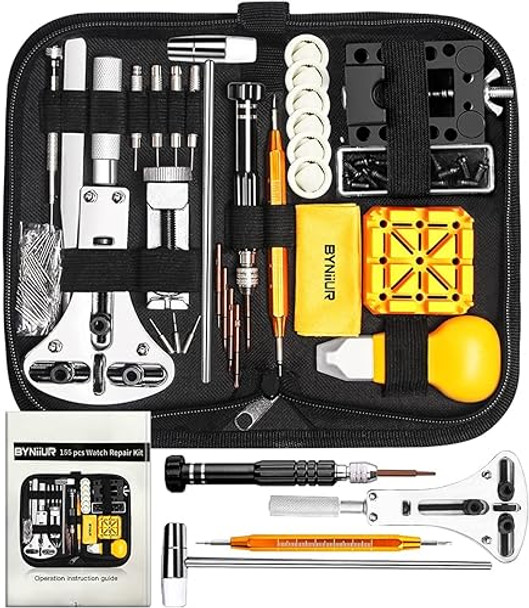 BYNIIUR Watch Repair Kit with Carrying Case -BLACK