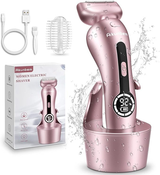 Akunbem Electric Razor Women Legs Bikini Trimmer Shaver - Pinkish
