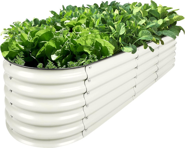 Olle 17" Tall 12-in-1 Sizes Raised Beds for Gardening Galvanized Planter - IVORY