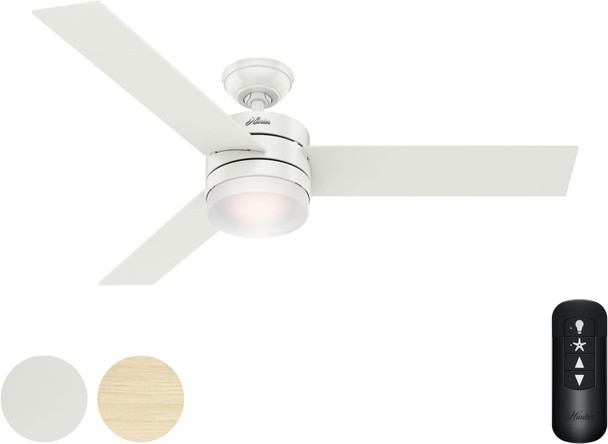 Hunter Fan 54" Indoor Ceiling Fan Light Kit Remote Control 59594 - FRESH WHITE