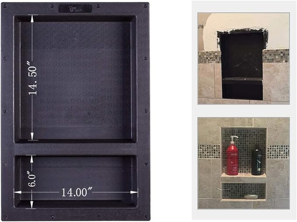 Uni-Green Tile Niche for Shower 25" x 17" Dimensions UGRN201 - Black