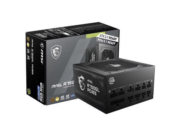MSI MAG A750GL PCIE5, Fully Modular Compact Gaming 750W Power Supply, 80+ Gold,