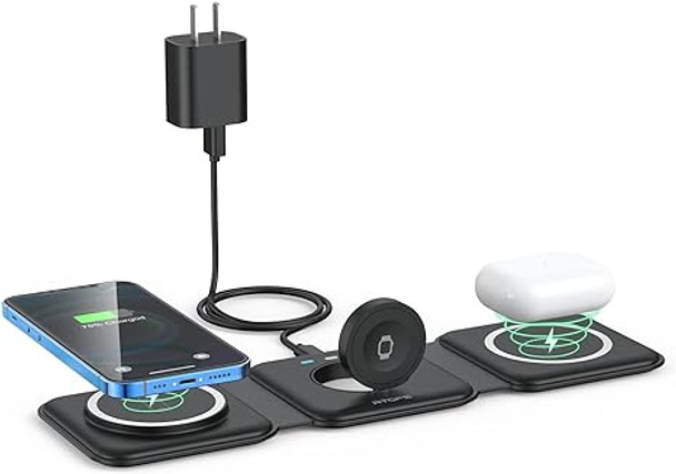 RTOPS Wireless Charger 3 in 1 Magnetic Travel Station W312-RTOPS - BLACK