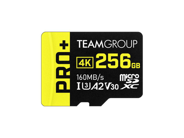Team 256GB PRO+ microSDXC UHS-I/U3 Class 10 Memory Card with Adapter, compatible