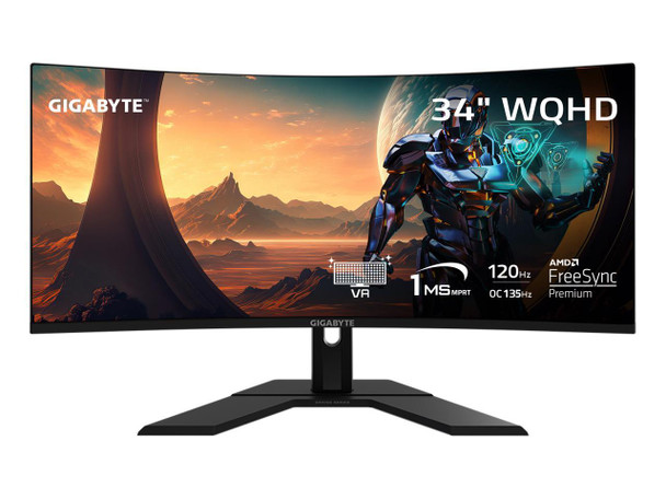 GIGABYTE - GS34WQC - 34" VA Curved Gaming Monitor - WQHD 3440x1440 - 120Hz/OC GIGABYTE - GS34WQC - 34" VA Curved Gaming Monitor - WQHD 3440x1440 - 120Hz/OC
